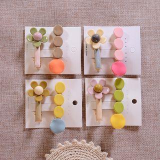 Set Of 2: Color Block Flower Hair Clip
