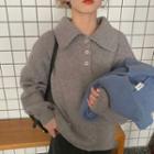 Wide-collar Polo Sweater