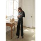 Letter-embroidered Wide-leg Dress Pants