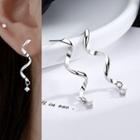 Swirl Alloy Rhinestone Dangle Earring 1 Pair - Silver - One Size