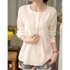 Round-neck Lace-panel Blouse