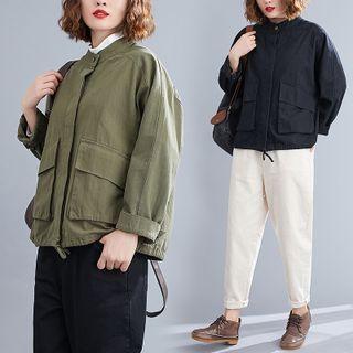 Flap Pocket Drawstring-hem Jacket