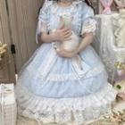 Lace Trim Short-sleeve Layered A-line Dress