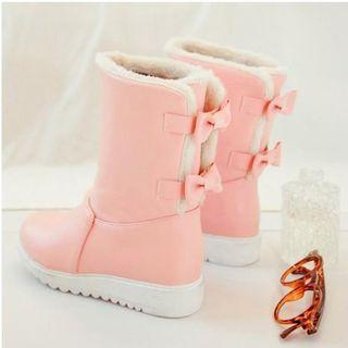 Bow-detail Mid-calf Snow Boots