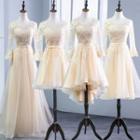 Elbow-sleeve Lace A-line Wedding Dress