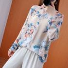 Floral Print Shirt Floral - Blue & White - One Size