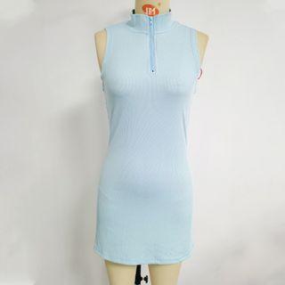Sleeveless Half-zip Mini Sheath Dress