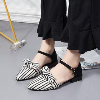 Striped Fabric Pointed Flats