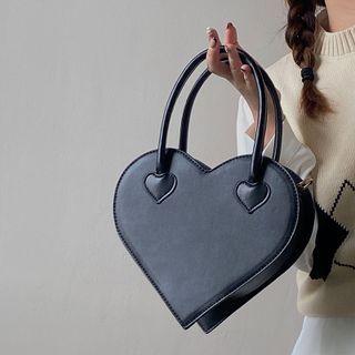 Heart Shaped Crossbody Bag Black - One Size