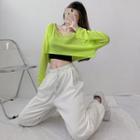 Long-sleeve Cropped T-shirt / Camisole Top / Sweatpants / Set