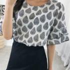 Ruffle-sleeve Foliage Top