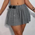Glitter Pleated Mini A-line Skirt