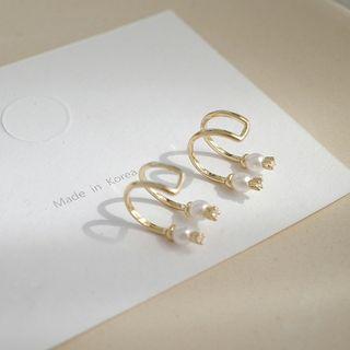 Faux Pearl Layered Ear Cuff 1 Pair - Gold - One Size