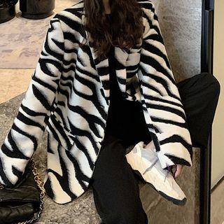Zebra Print Button Blazer Black & White - One Size