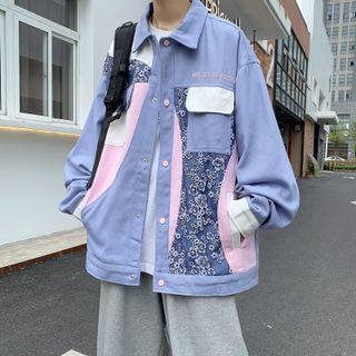 Flower Print Color Block Jacket