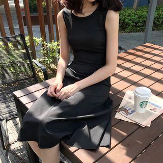Buckled Back Sleeveless A-line Dress