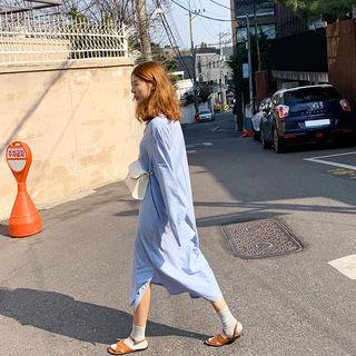 Half-placket Long Shirtdress
