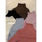 Ruffled Mock-neck Long-sleeve Top