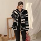 Piped Striped Wool Blend Jacket Black - One Size
