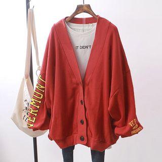 V-neck Lettering Buttoned Jacket