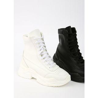 High-top Platform Pleather Sneakers