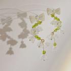 Bow Flower Alloy Dangle Earring 1 Pair - Silver Stud - Green - One Size