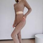 Set: Long-sleeve Crop Top + High Waist Bootcut Pants