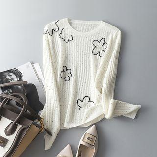Flower Rhinestone Sweater