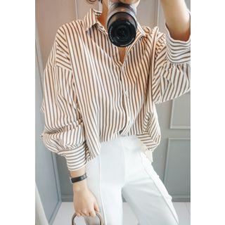 Stripe Balloon-sleeve Shirt