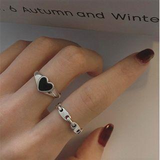 925 Sterling Silver Heart / Chain Open Ring