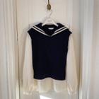 Inset Blouse Sailor Knit Vest