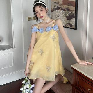 Suspender Bow Chiffon Dress