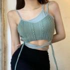 Asymmetrical Panel Knit Camisole Top Olive Green - One Size