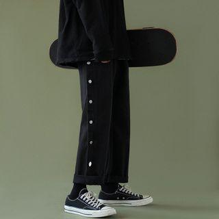 Button-side Straight-cut Jeans