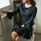 Frill-trim A-line Wrap Dress