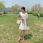 Square-neck Crochet Dress Ivory - One Size
