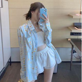 Dotted Striped Shirt / Drawstring Shorts