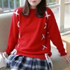 Lace-up Crewneck Sweater