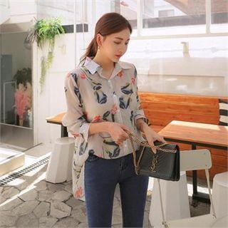 Floral Chiffon Blouse Ivory - One Size