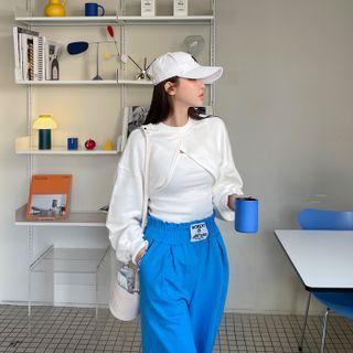 Set: Bolero Sweatshirt + Ribbed Crop Camisole Top