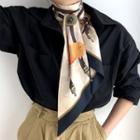 Printed Satin Narrow Scarf Khaki - 145x12cm - M101