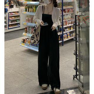 Spaghetti-strap Wide Leg Jumpsuit / Cropped Cardigan