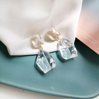 Transparent Drop Sterling Silver Ear Stud 1 Pair - Transparent - One Size