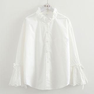 Ruffle Trim Flare-cuff Blouse