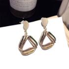 Triangle Drop Earring 1 Pair - Silver Stud - Gold - One Size