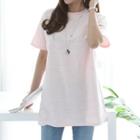 Short-sleeve Seam-detail Long T-shirt