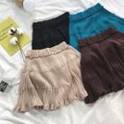 Plain Ruffled-trim Knit Skirt