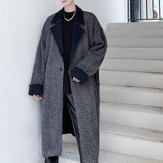 Single-button Lapel Oversize Woolen Coat