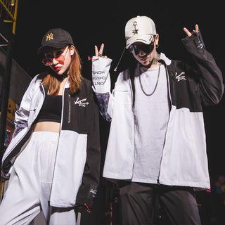 Couple Matching Print Zip-up Windbreaker