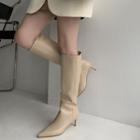 Genuine Leather Kitten-heel Pointed Tall Boots